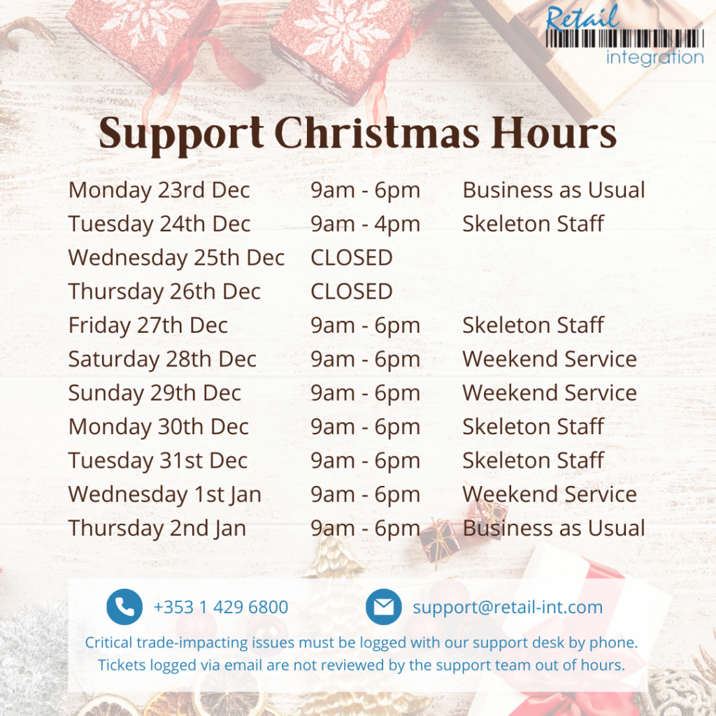 Christmas Support Hours